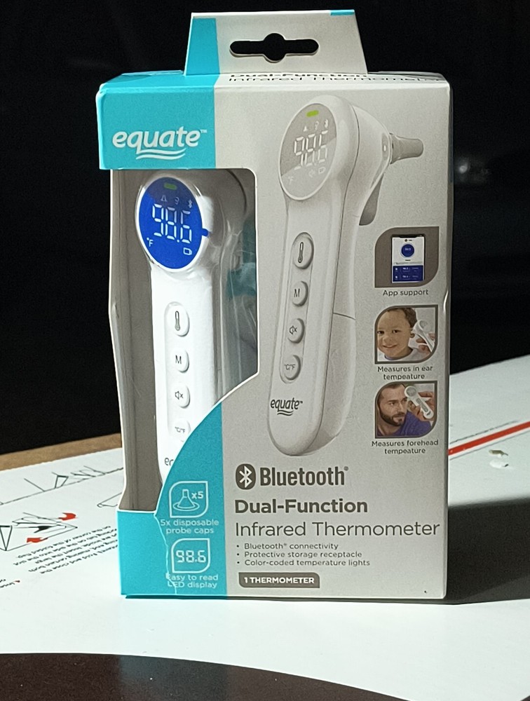 Equate Bluetooth Dual-Function Infrared Thermometer, Forehead and Ear Mode