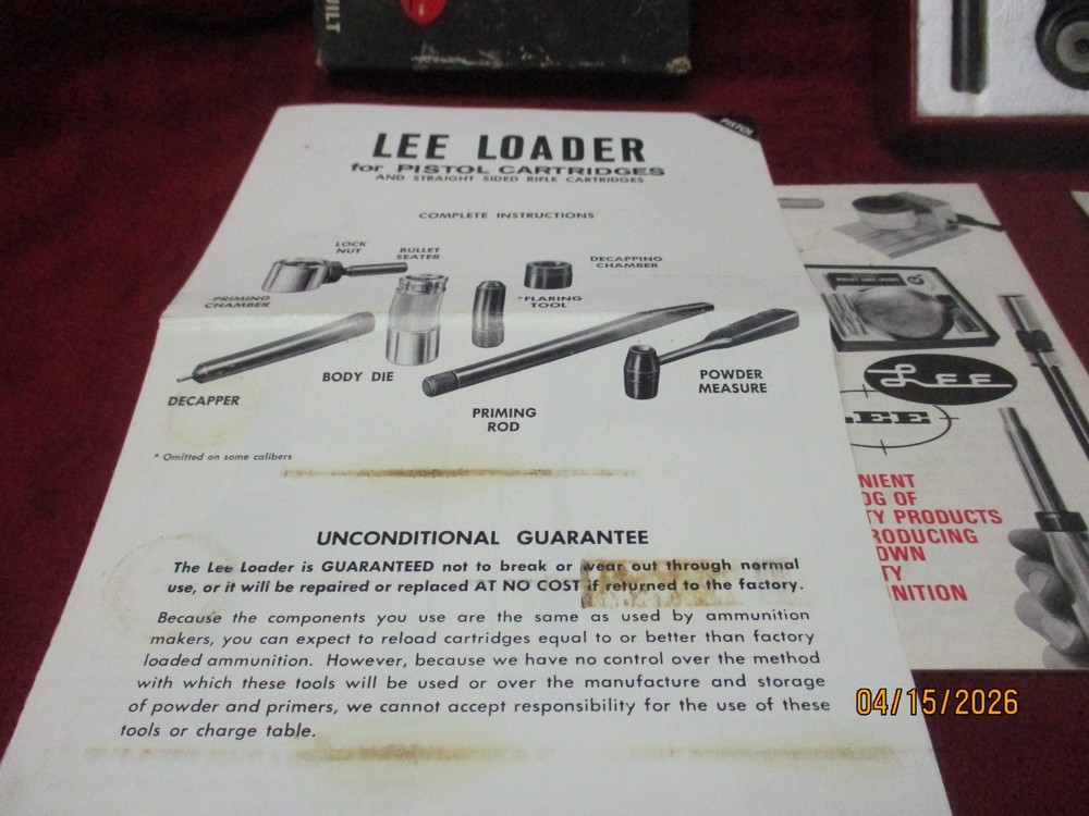 1970's LEE Loader 357 Magnum Hand Reloading Set