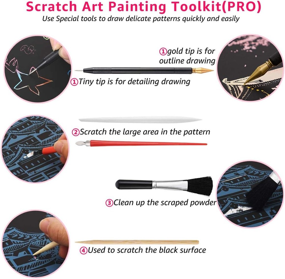 Scratch Art Tools, 9 Pcs Scratching Drawing Tools Set: Artist Glove, Tools...