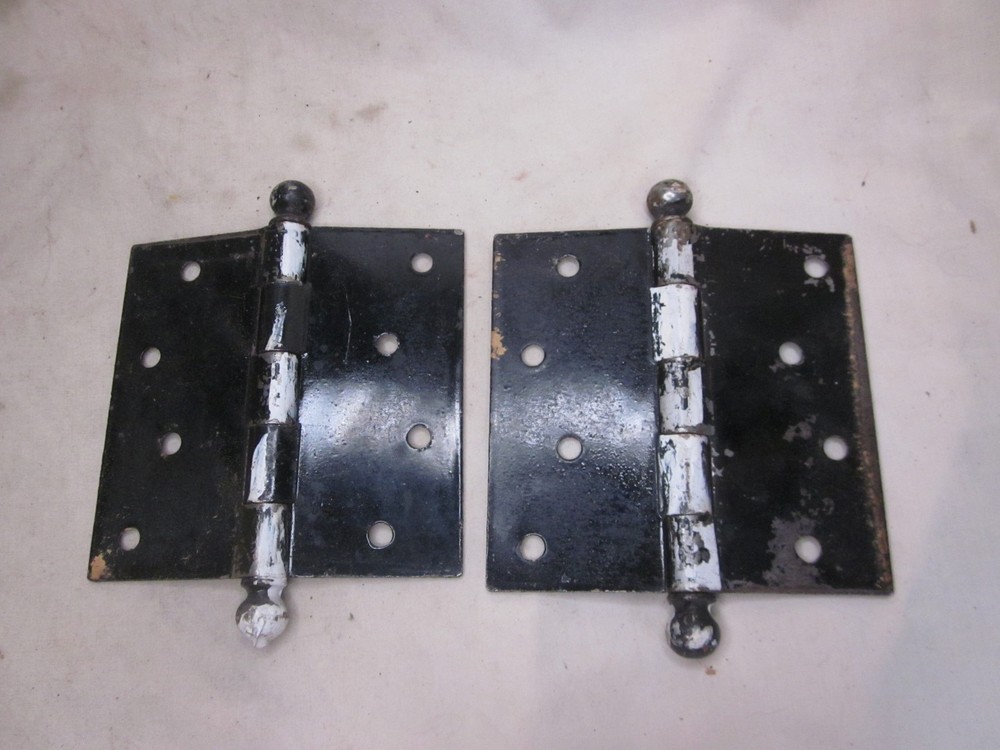 2 large vintage ball tip hinges hinge pair 4 1/2"