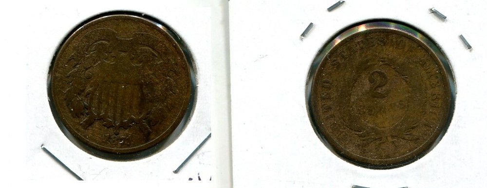 1871 TWO CENT PIECE TYPE COIN G VG 1436J