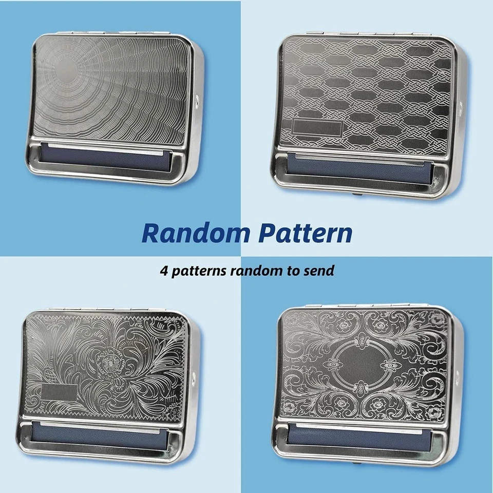 Portable Metal Automatic Cigarette Tobacco Smoking Rolling Box, Random Pattern
