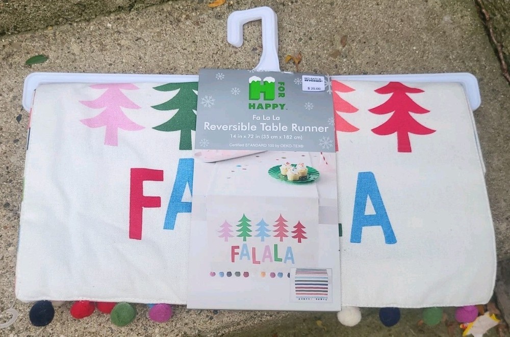 New Bed Bath & Beyond Christmas Runner FALALA Reversible