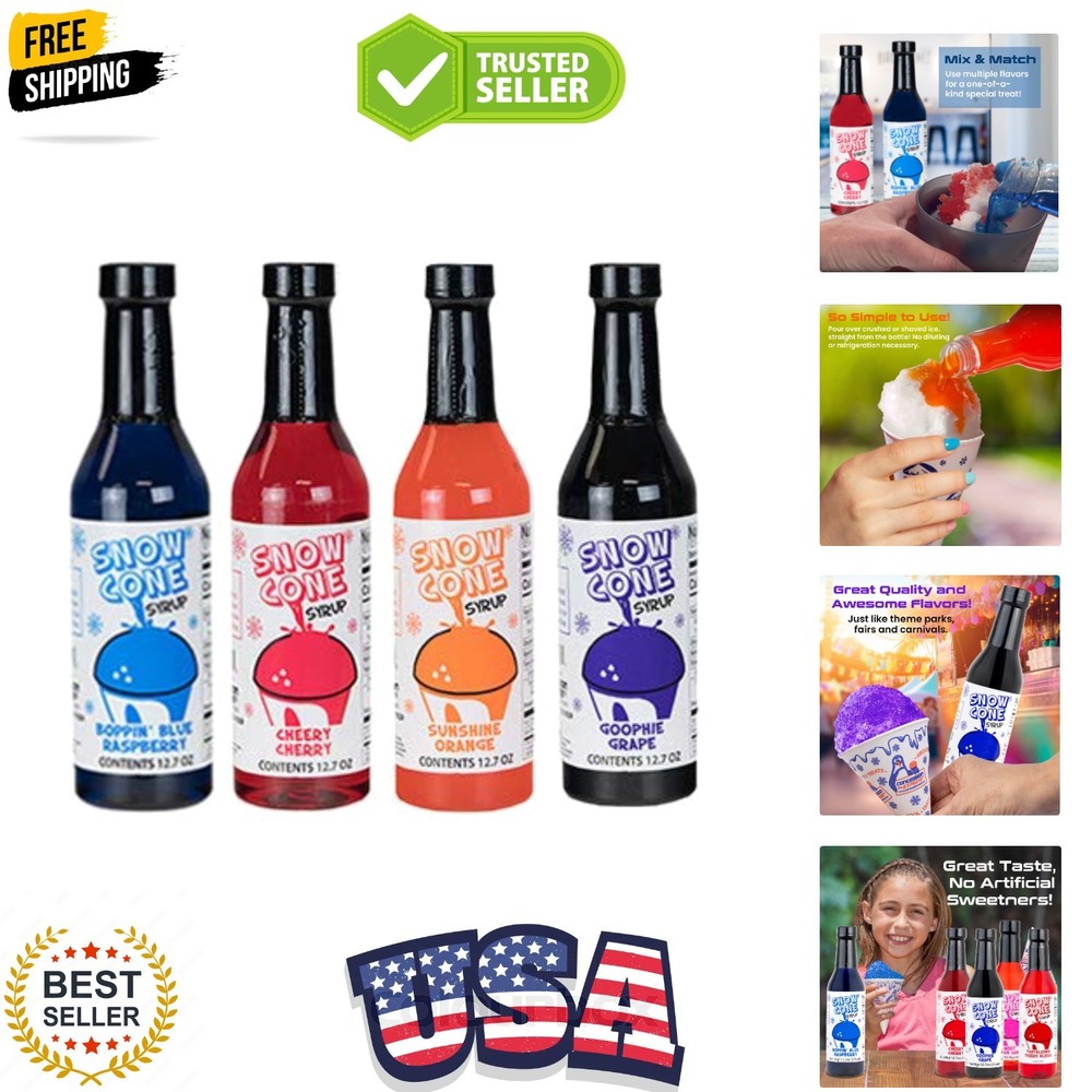12.7oz Sno-Cone Syrups 4 Pack