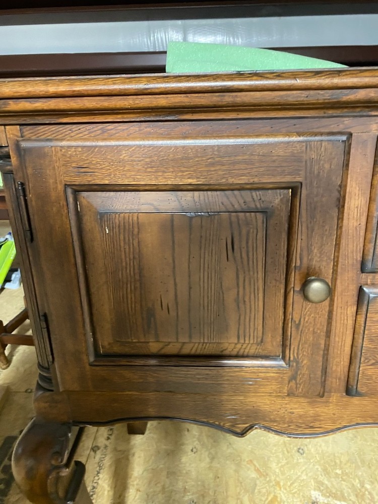 Vintage style solid oak sideboard table with carved details