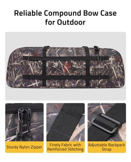Soft Compound Bow Case, Bow Bag Archery Case with Thick Pearl 44"x17.7" Camo