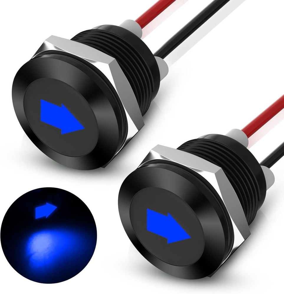 Linkstyle 2PCS 12V LED Indicator Light, 1/2" Panel Cutout Signal Indicator, Meta