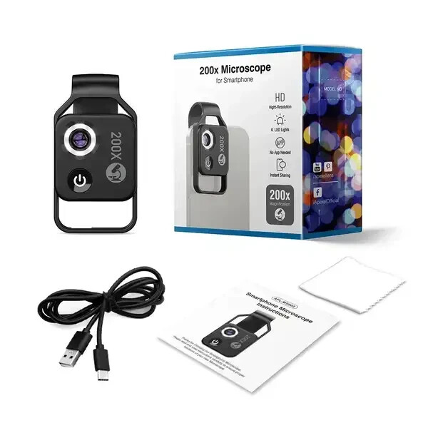 200X Digital Microscope Lens with CPL Mobile LED Smartphone
