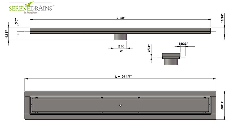 White Linear Shower Drain, 59 Inch Matte White Tile Insert Linear Drains