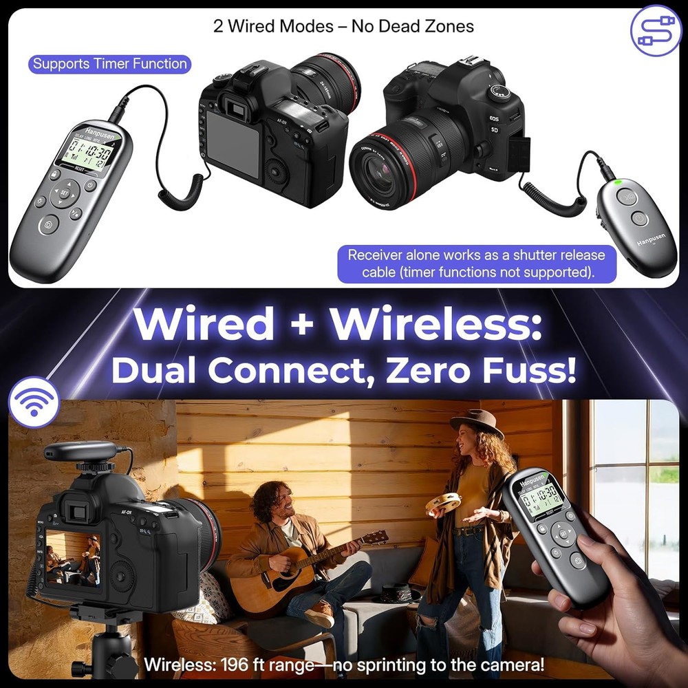 Rechargeable Wireless Intervalometer Shutter Release for Canon Cameras