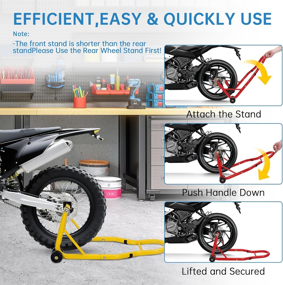 900lbs Motorcycle Front Rear Combo Stand Lift Swingarm Spool Paddock Stand Set