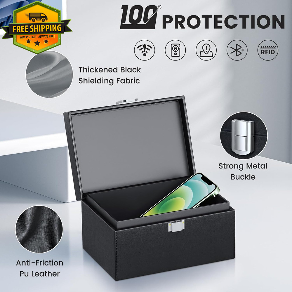 RFID Faraday Box with Large Capacity, Key Fob Protector Box Signal Blocking Box,