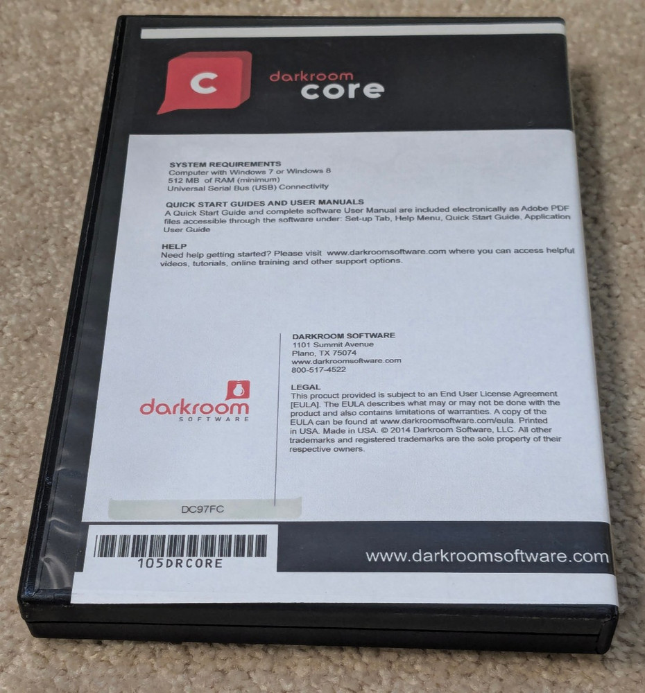 DARKROOM Software Core edition 9.2 CD & case only - No USB - No dongle
