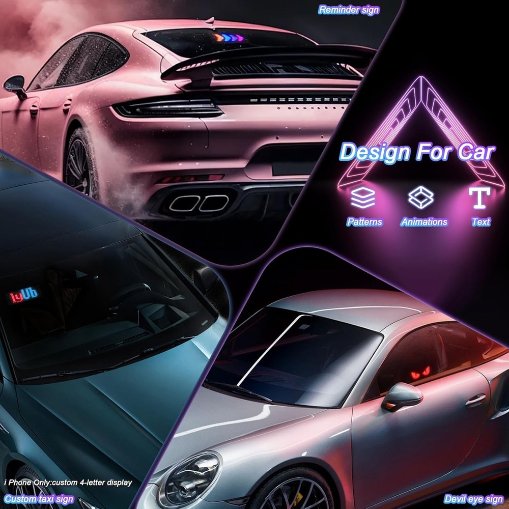 Dynamic LED Devil Eye Lights for Car Motorcycle Windshield, 7"X3" Colorful Flexi
