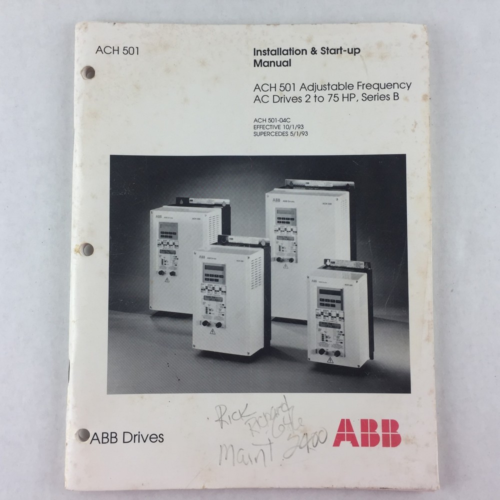 ABB Installation & Start-up Manual ~ ACH 501 Adjustable Frequency AC Drives