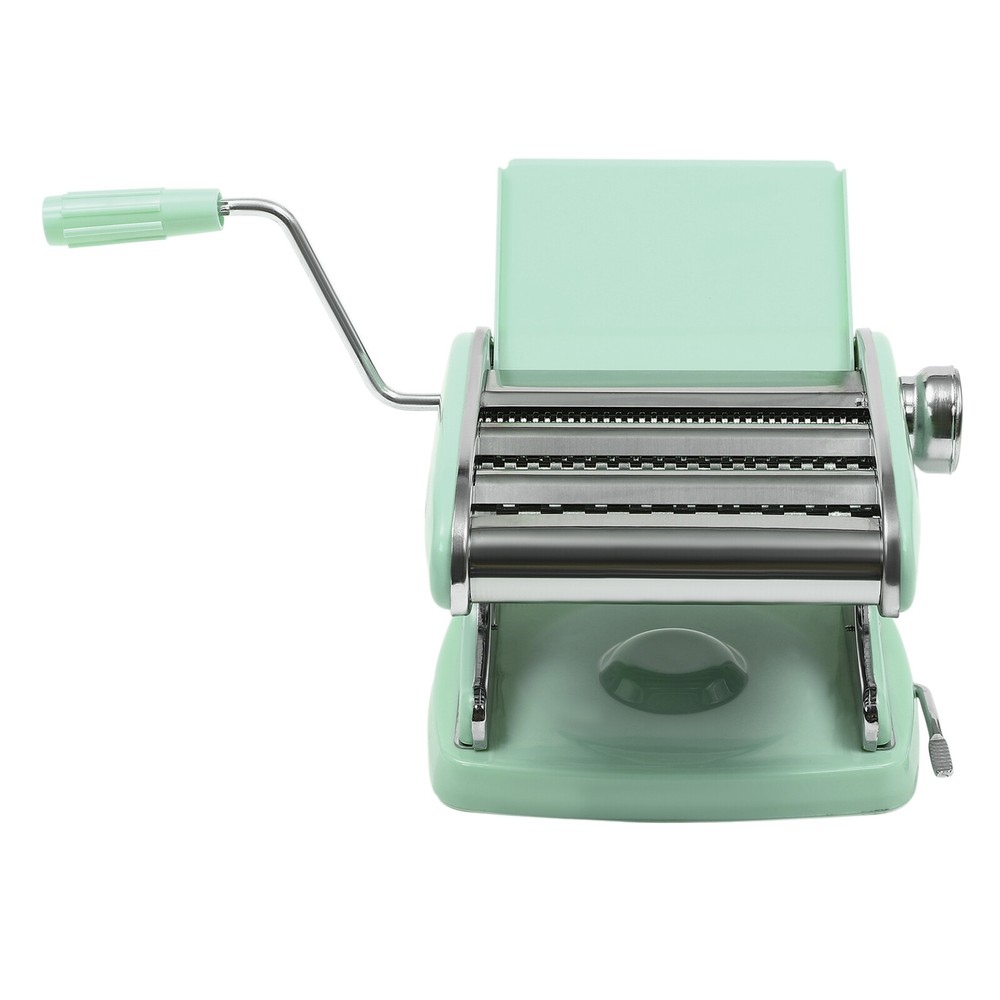Green Manual Pasta Maker Machine W/ Adjustable Thickness Noodle Roller& Cutter