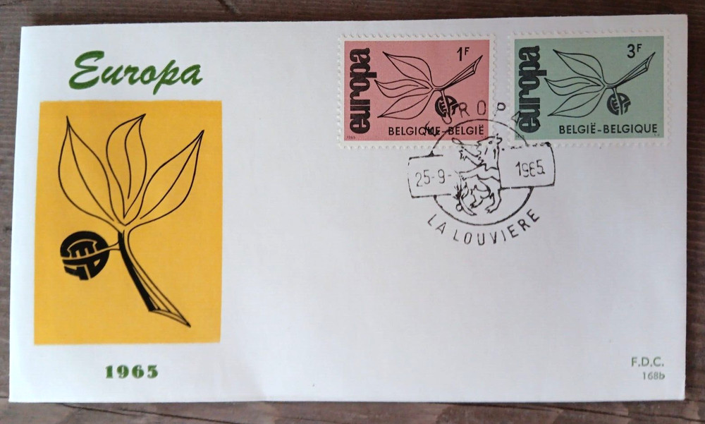 BELGIUM EUROPA 1965 BRANCH SET CACHET FDC UNADDR