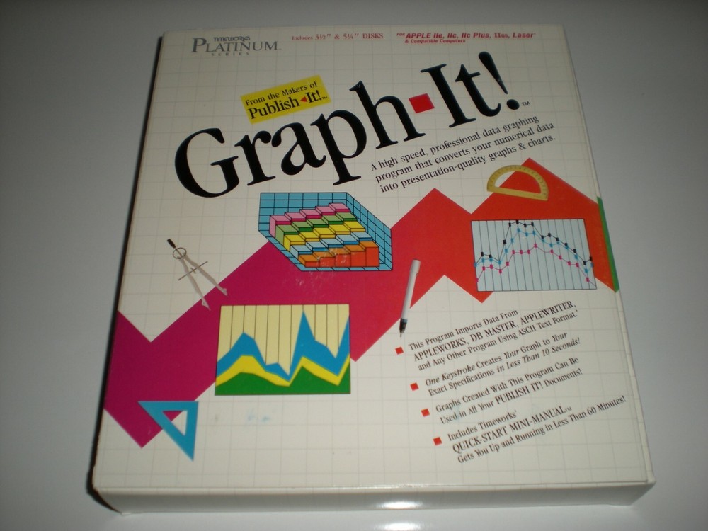 Timeworks Graph-It! data graphing software for Apple IIc, 2GS, 2e. New.