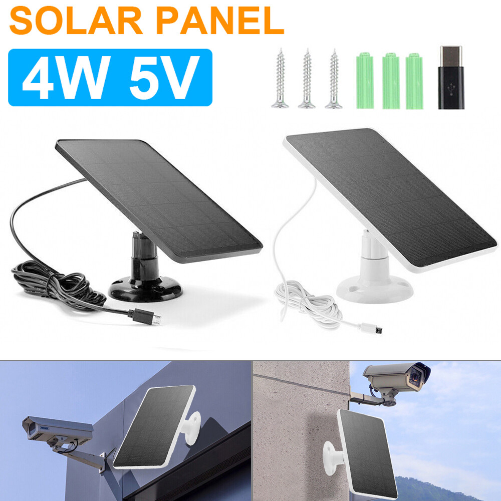 Solar Battery Charger Micro USB+Type-C Charging Solar Panel for Security Camera