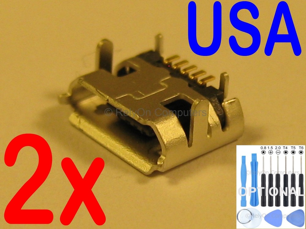 2X Micro USB Charging Sync Port for Epik HighQ ELT0801-0802 Kids Learning Tablet