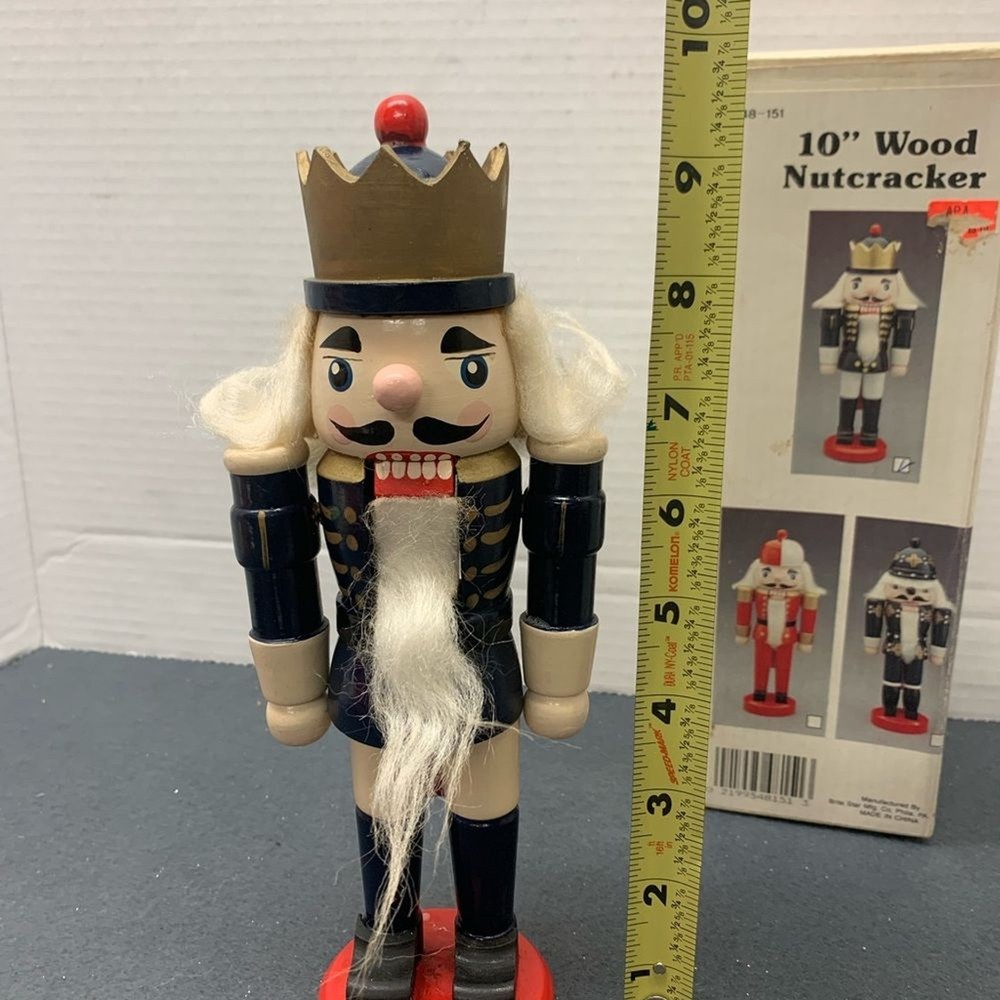 Wood Nutcracker Blue Solider Figure Christmas