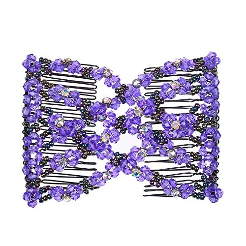Easy Magic Beads Combs Double Stretching Combs Clips, Perfect for Easy Purple