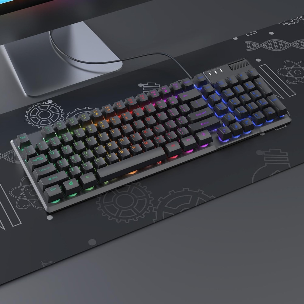 AF981 Wired 99Keys Computer Keyboard, Quite Brown Mechanical Feeling Membrane Ga