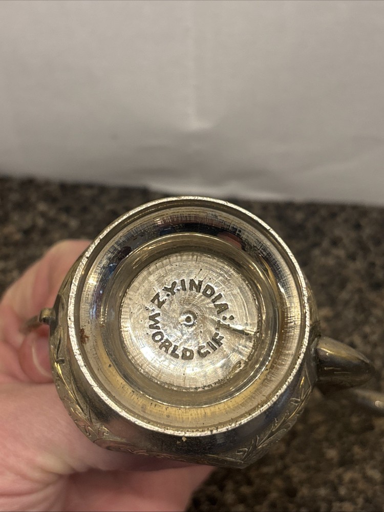 Vintage Solid Brass Mini Teapot; India; 5.5"