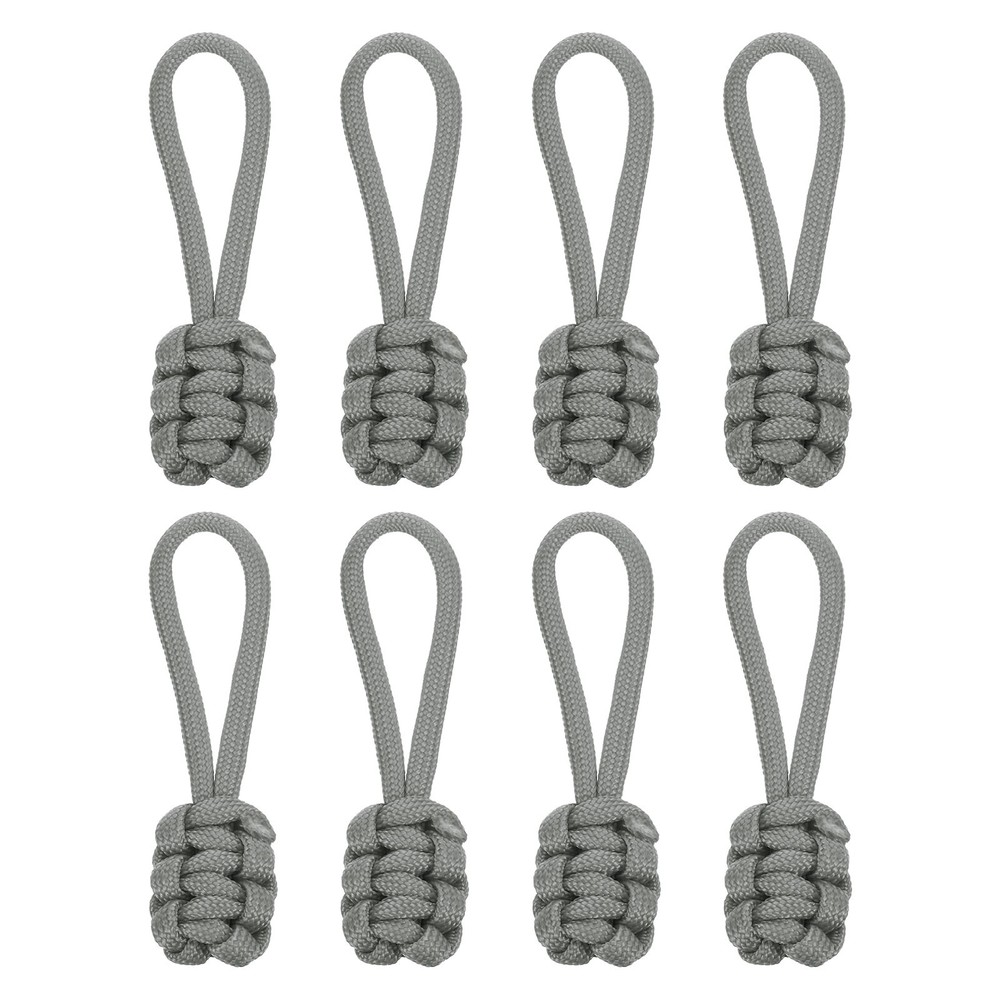 16Pcs Zipper Pulls Replacement, 80 x 3mm Polypropylene Rope Zipper Heads, Gray