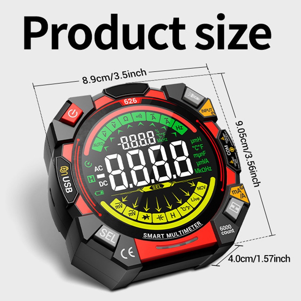 6000 Counts Multimeter With Backlit Display For Electricians WUJF