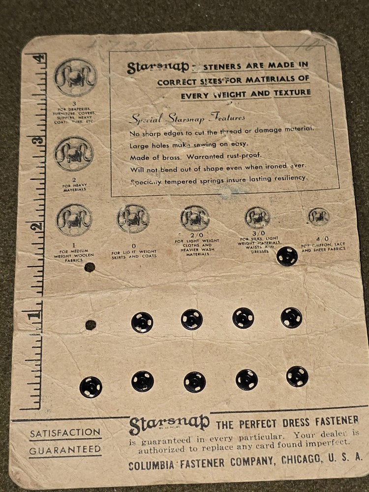 WWII Homefront Starsnap Card with Snaps Present