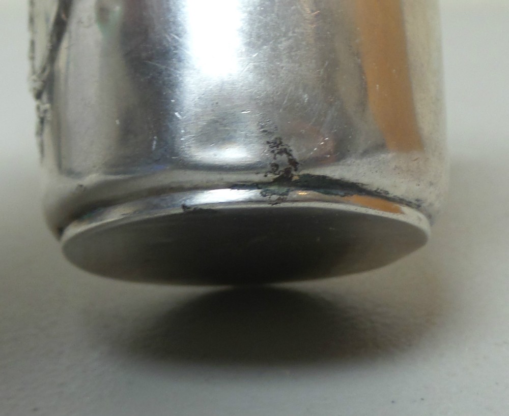ANTIQUE GERMAN .800 SILVER EMBOSSED DECORATED & ENGRAVED BEAKER, 55 grams