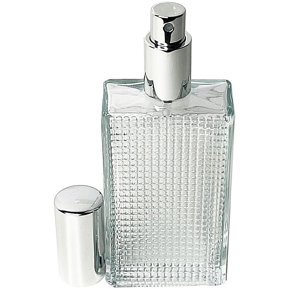 100ml 3.3oz Perfume Front Grid Glass Spray Bottles Silver Atomizer Refillable