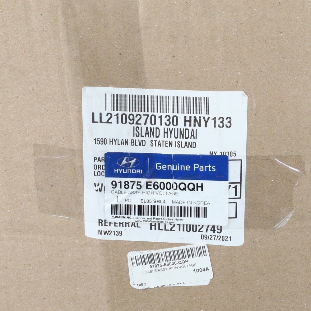Genuine Hyundai Cable Assembly High Voltage 91875-E6000-QQH