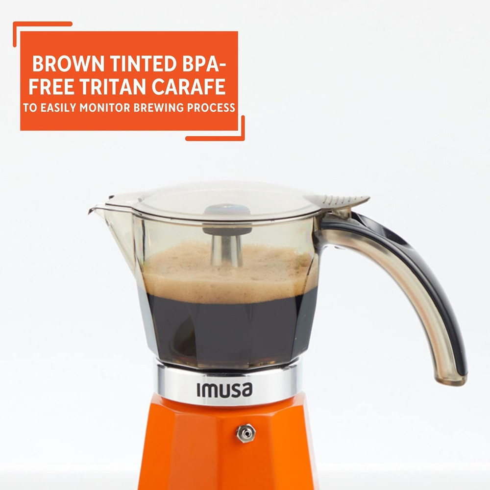 6 or 3Cup Electric Espresso Maker, Orange