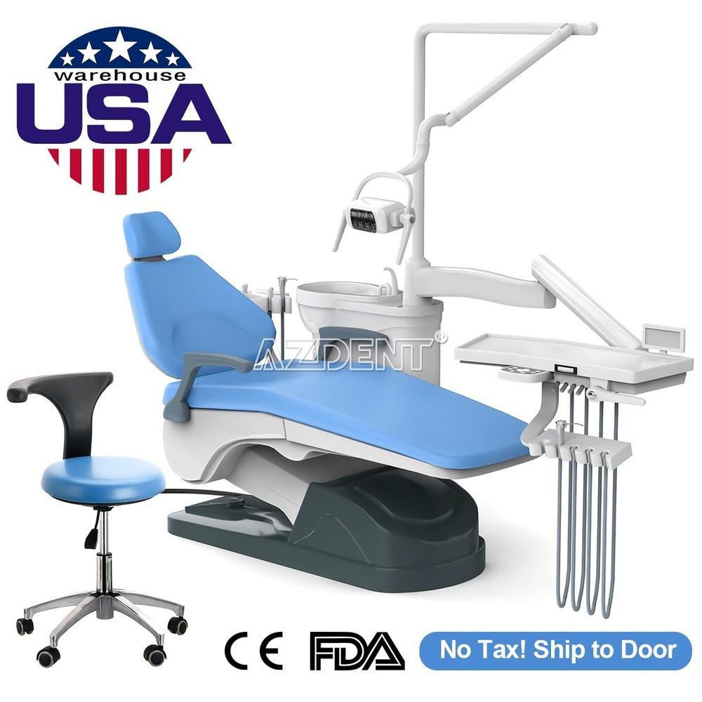 Dental Unit Chair DC Motor Computer Controlled & Air Compressor Rolling Trolley