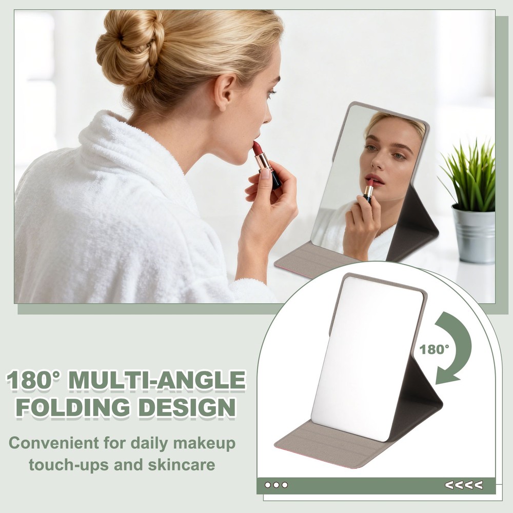 2 Pcs 4.3 x 2.8" Pocket Compact Folding Mirror with Case, White/Black