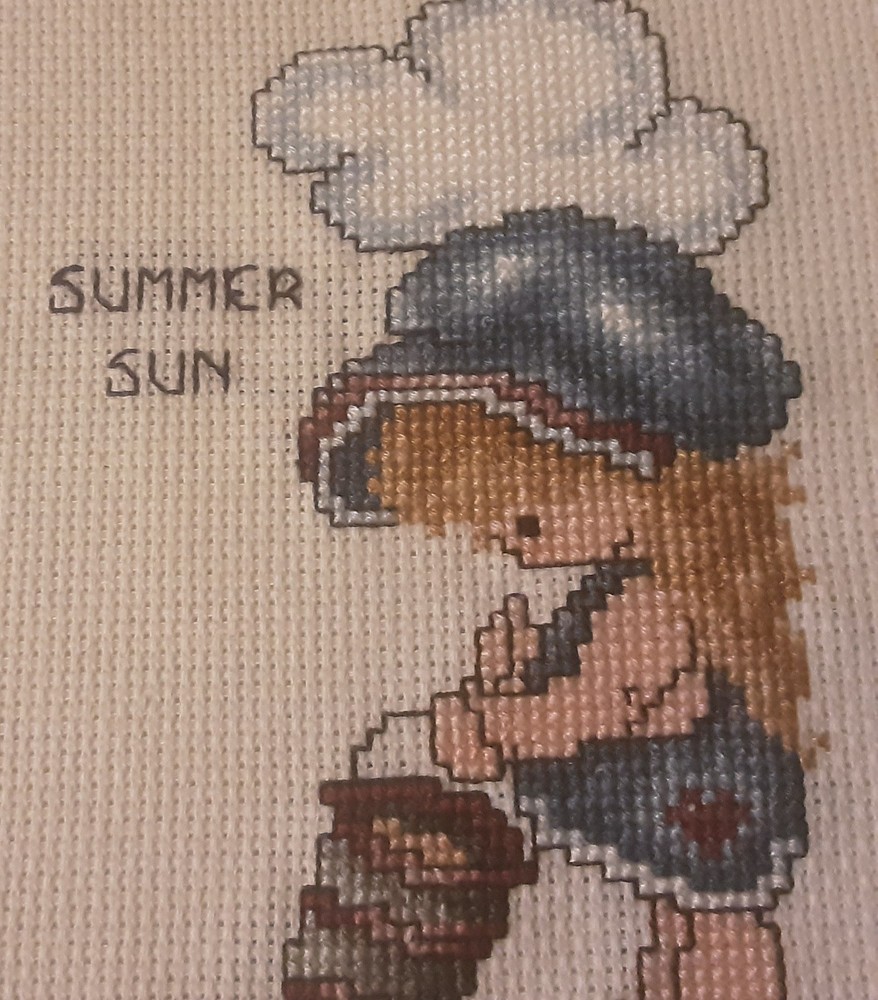 Unframed Finished Cross Stitch Summer Fun