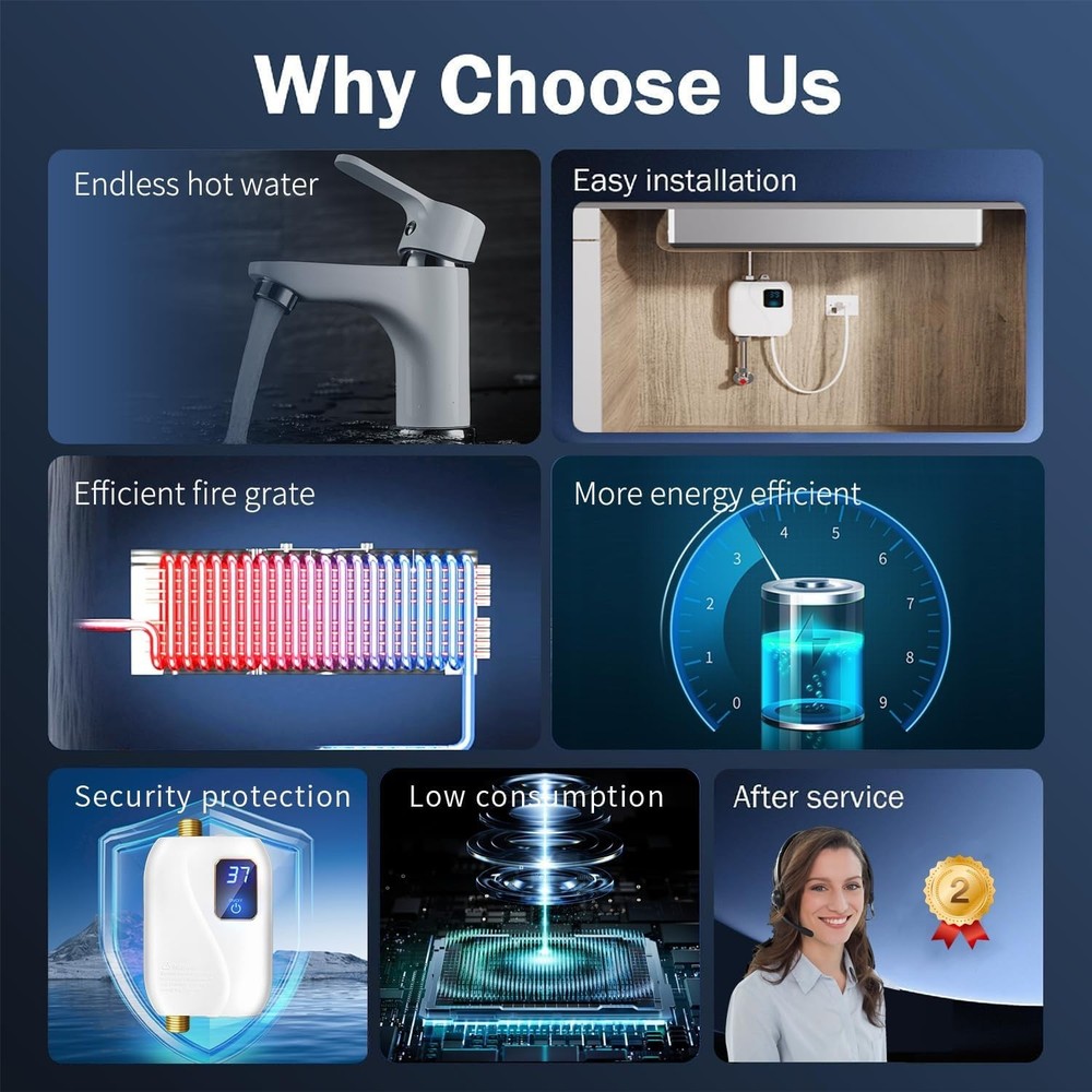 8KW Electric Tankless Hot Water Heater Instant Boiler Shower On Demand