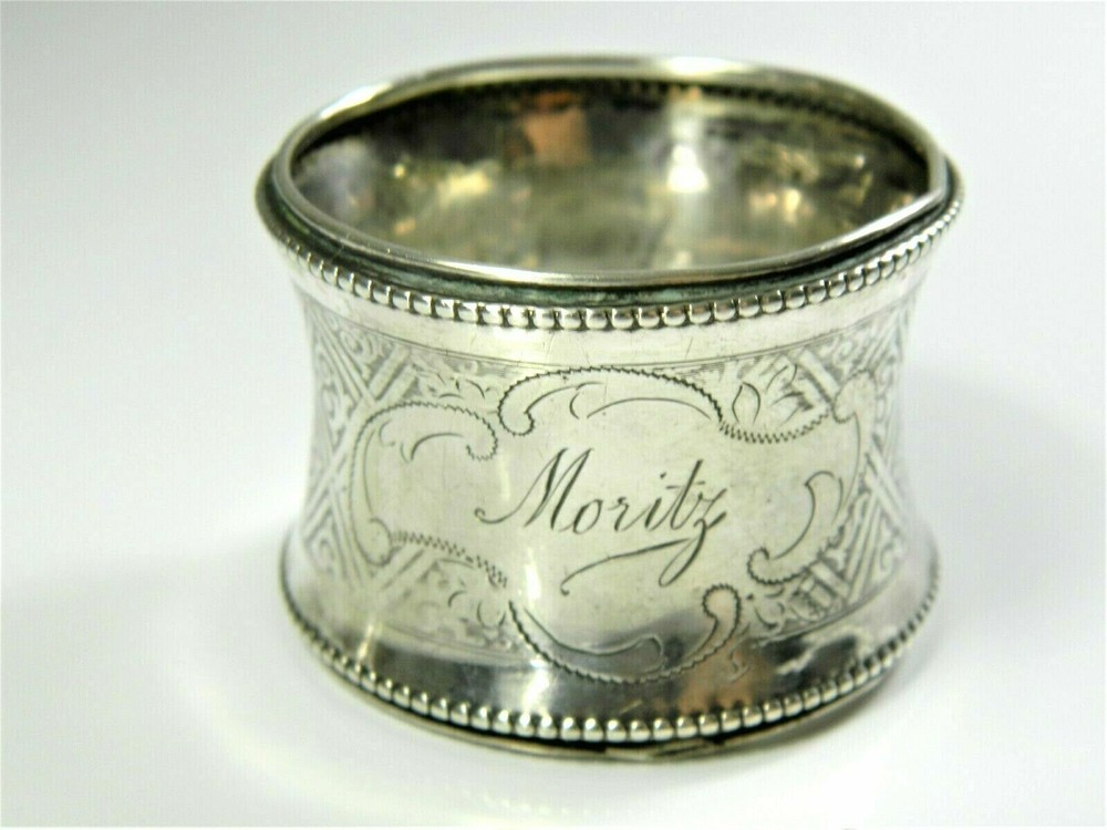 Antique 800 Silver Napkin Ring "Moritz" name engraving