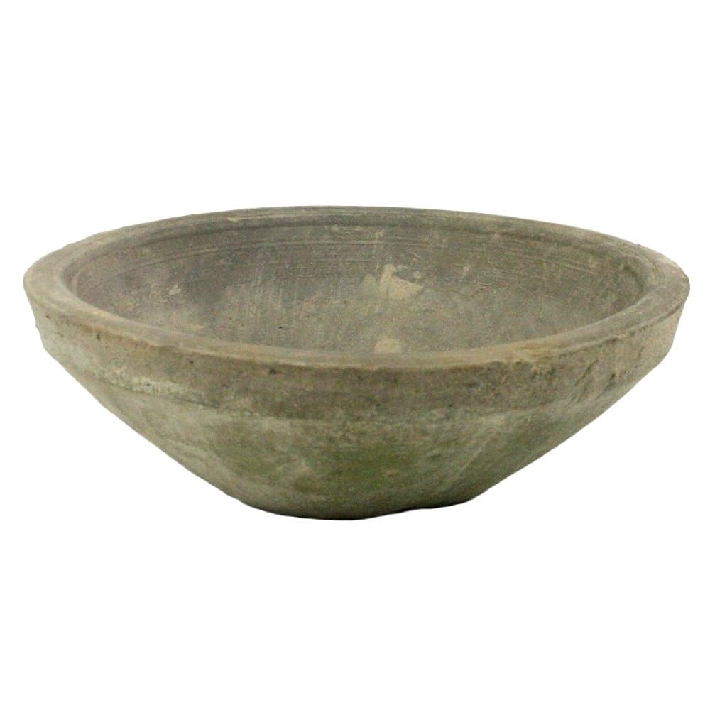HomArt Rustic Terra Cotta Bowl, Small, Moss Grey, 1-Count