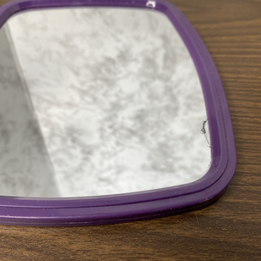 Vtg Handheld Goody Mirror with Handle, Purple, DMG READ