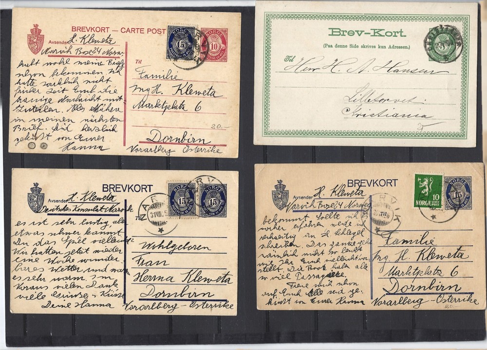 NORWAY-OLDER CARDS-CLASSICS-SELECTION-U-F-NICE CANCELS-
