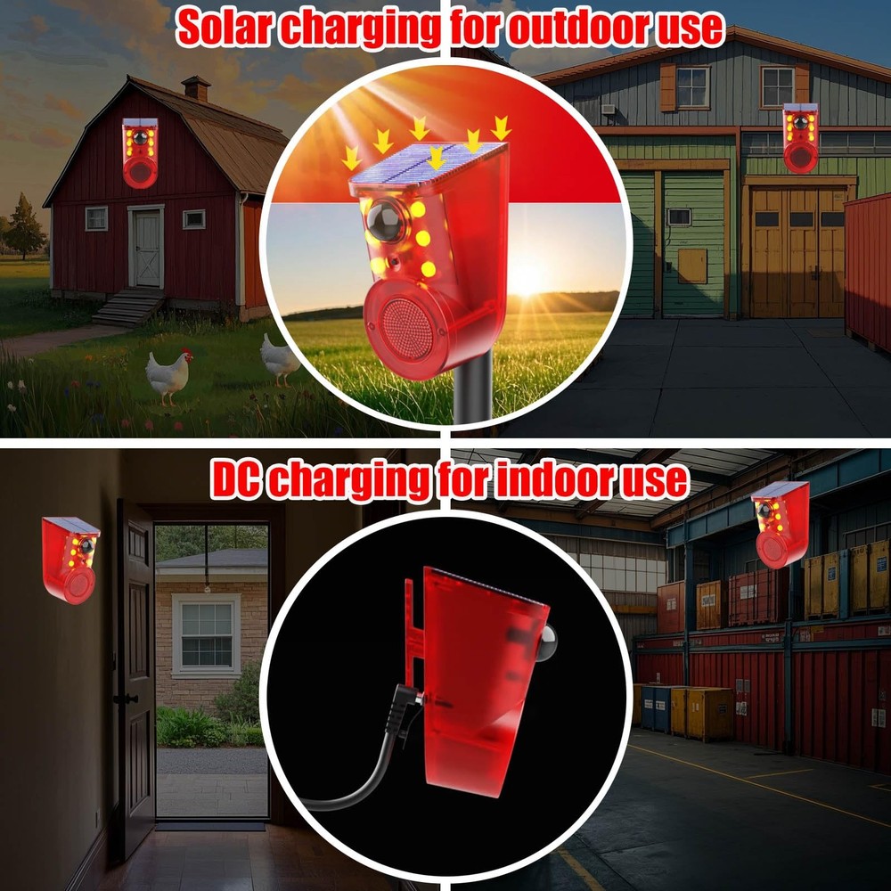Solar Motion Sensor Alarm Device - Waterproof, Multi-Mode, Wide-Angle Sensing...