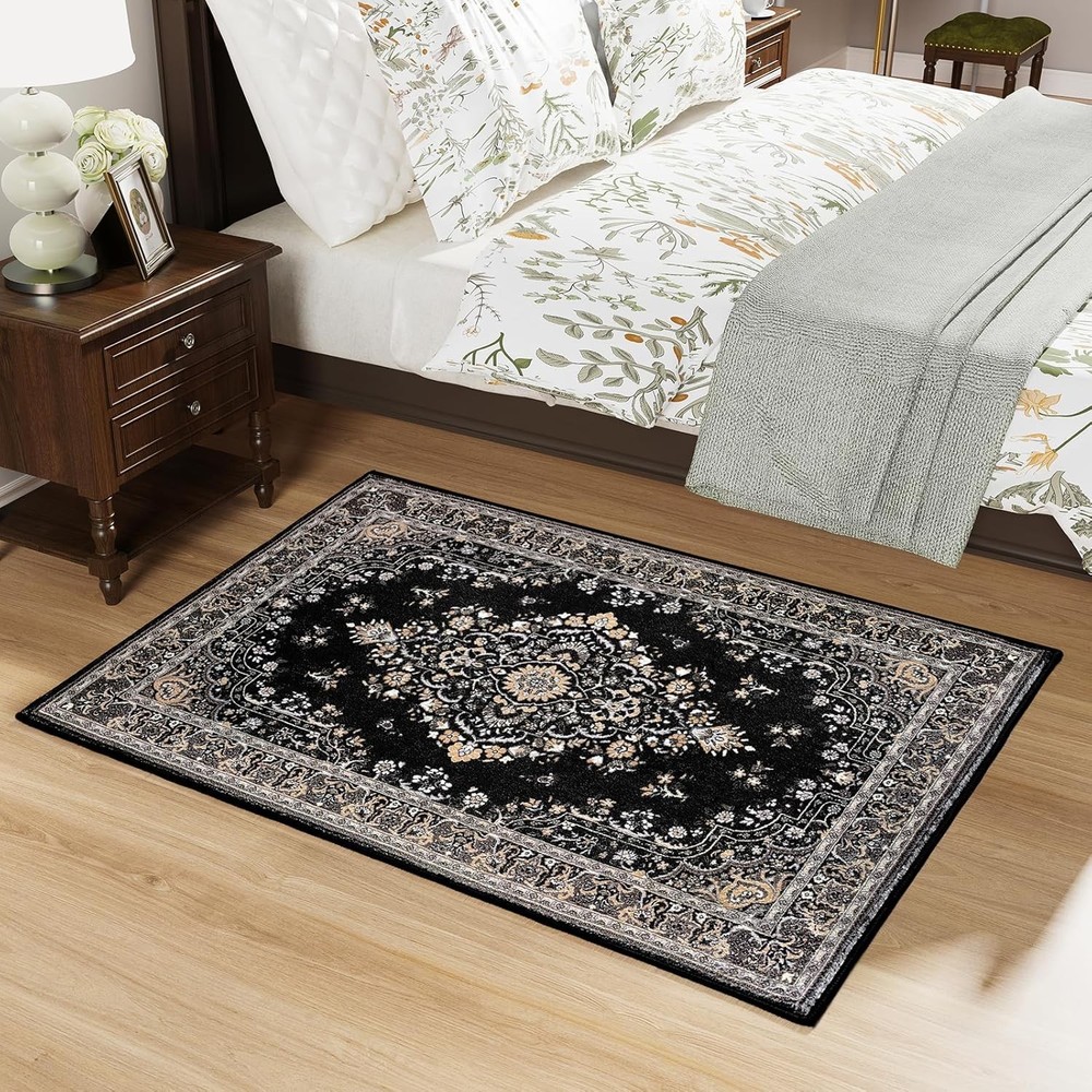 HOMORE 2x3 Area Rug Small Black Rugs 2' x 3' (Rectangular),