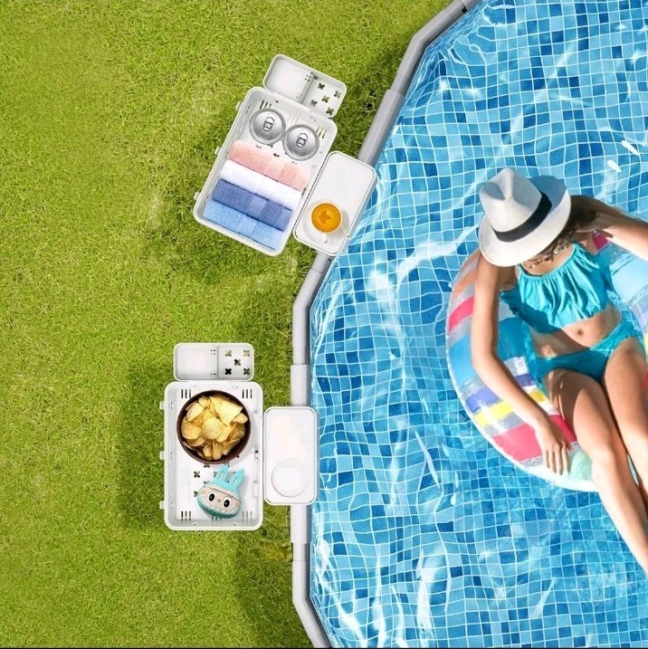 2 Pack Poolside Storage Basket, Above Ground Hanging Pool Storage Basket Grey