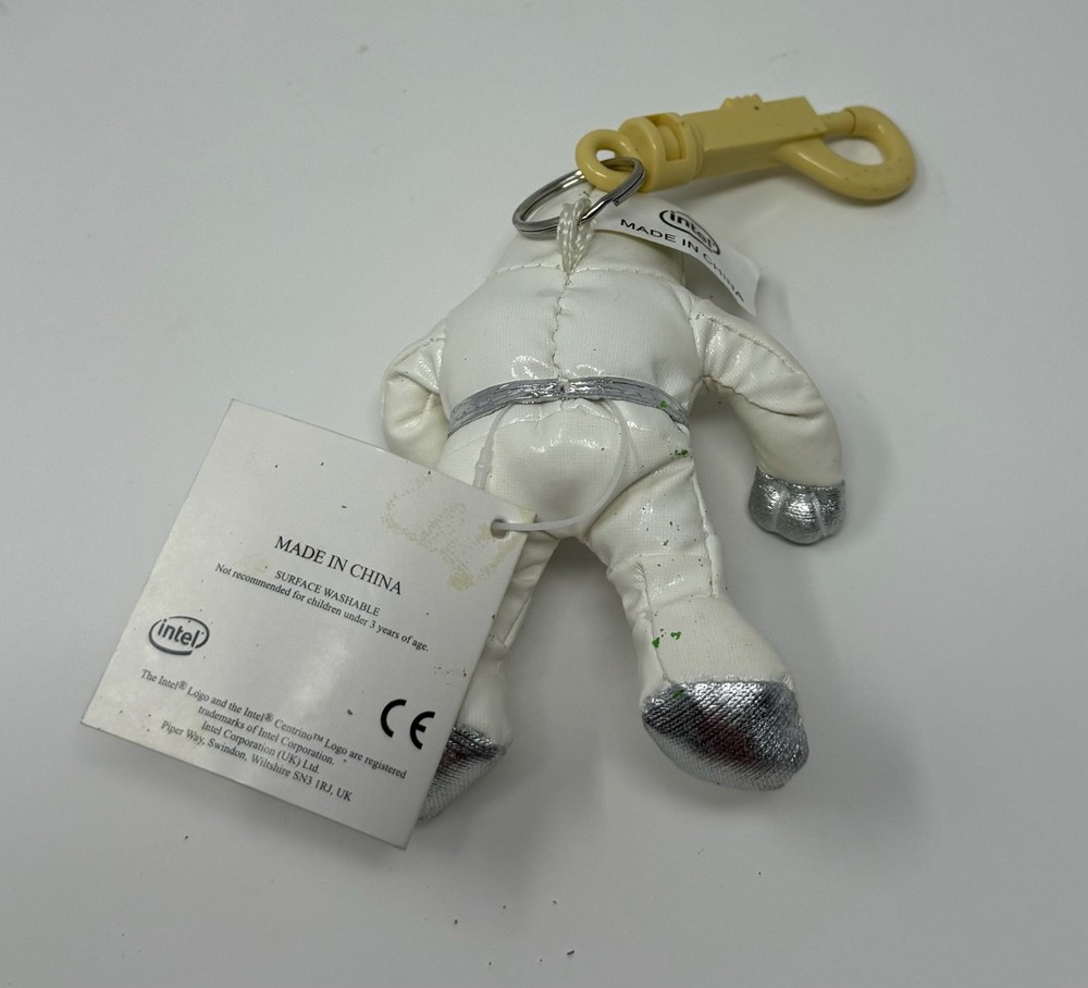 With Tags - Intel White Spaceman / Bunny People Plush Keychain