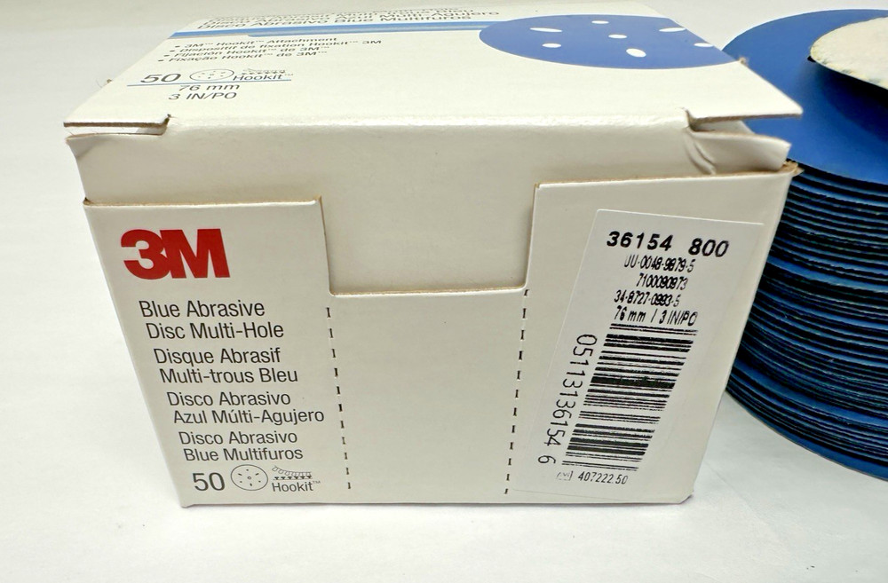 NEW 3M 36154 Multi-Hole Hook & Loop 800 Grit 3 in. Sanding Disc (50/Pack)