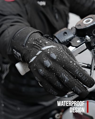 Winter Motorcycle Gloves Waterproof Riding Gloves Warm Windproof Medium Blcak