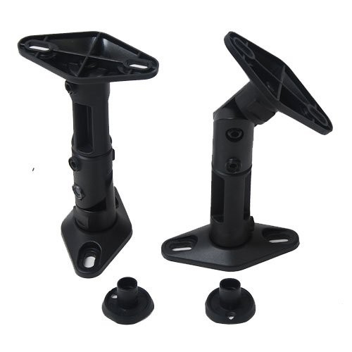 2 Satellite Speaker Wall Ceiling Mounts Brackets 1EH (Black, 2 Pack)